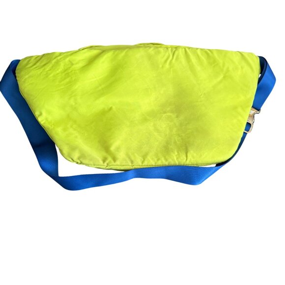 Pink Dolphin Oversized Neon Yellow Waist Bag With Blue Strap - Picture 6 of 8